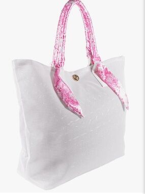 Lilly Pulitzer Tote w/ Pink Scarf Wrapped Handles!